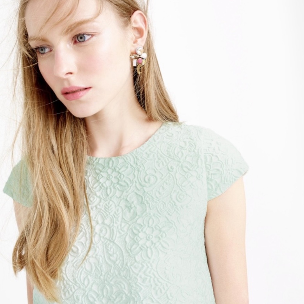GUC J. Crew Collection Mint Brocade Dress